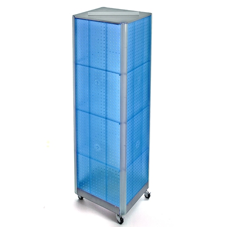 Azar Displays 4-Sided Pegboard Floor Wheeled Display Panel Size:16"W x 64.25"H 700406-BLU